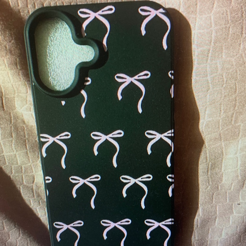 SHEIN Black Case with White Bow Pattern